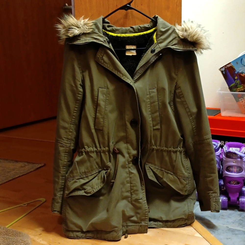 Olive Green Women's Parka Coat
